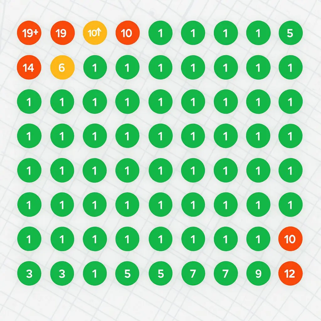 A Grid Map showing mostly green spots.
