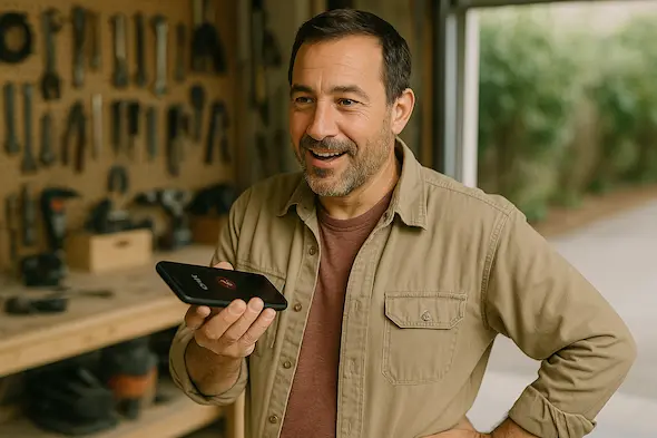 Small business owner answering a customer call