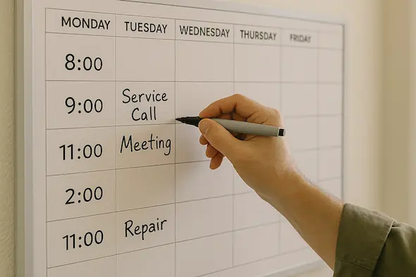 Service schedule board being updated